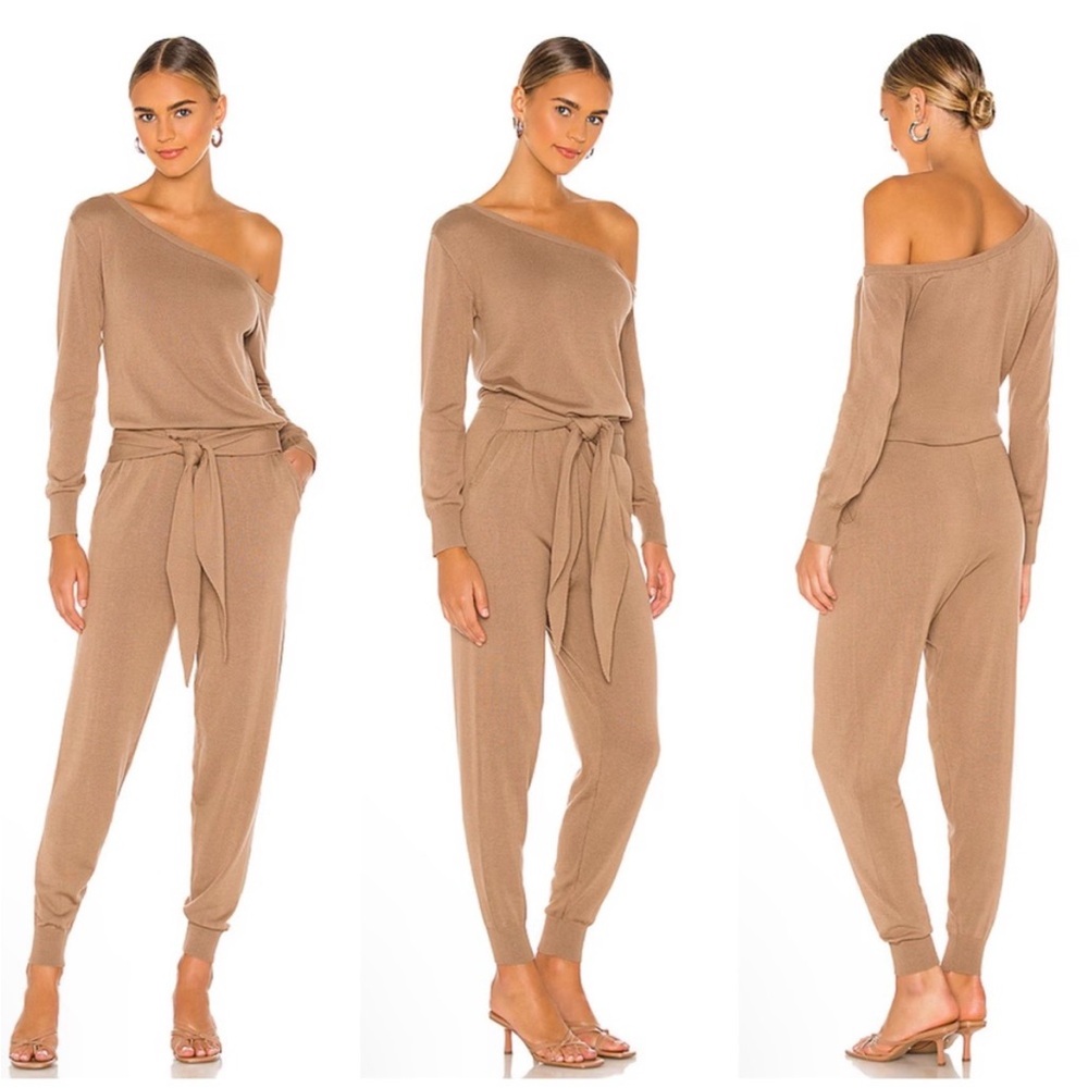 Revolve MAJORELLE Charlotte Knit Jumpsuit Taupe Large